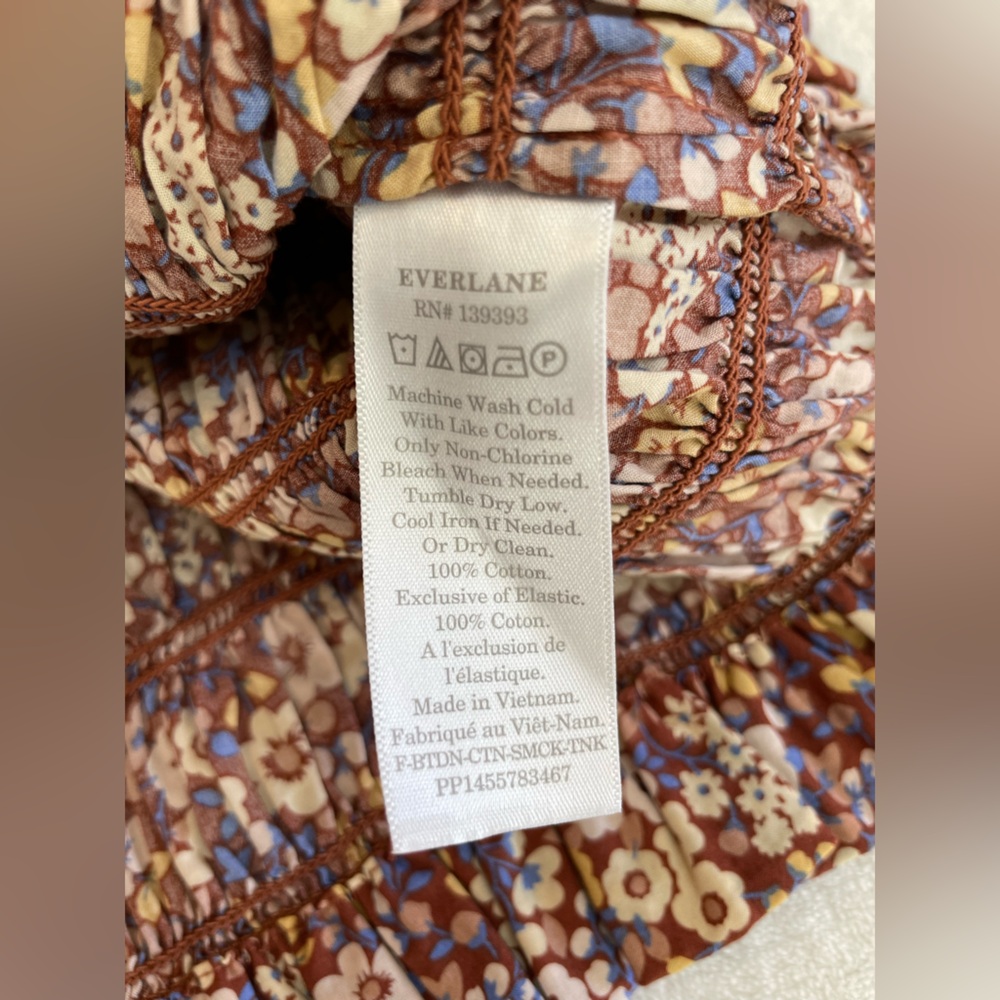 Everlane Floral Smocked Tank Top in Brown and Yellow - Picture 8 of 8